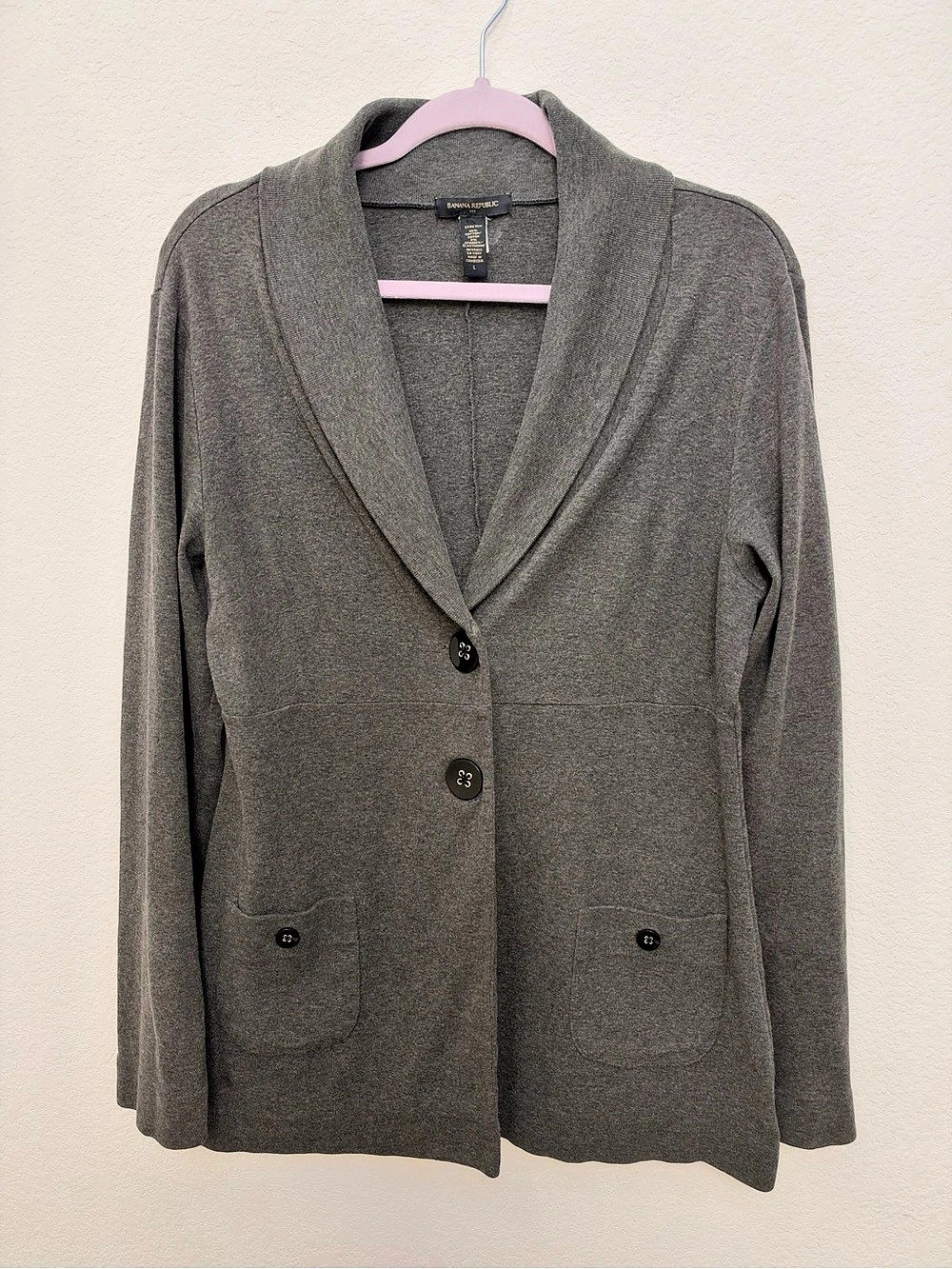 Banana Republic Shawl Collar Gray Blazer Size Large Like New